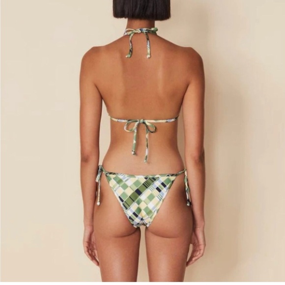 Faithfull The Brand Jaqueline Bikini Top hazel bottom set Check Print sz medium - Picture 2 of 7
